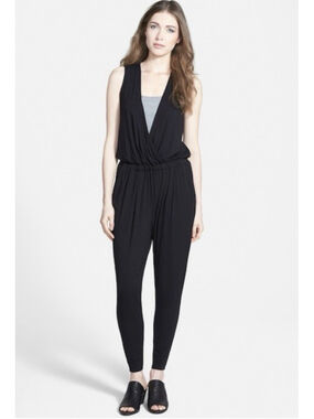 Eileen Fisher Fisher Project Black Wrap Jumpsuit Size L